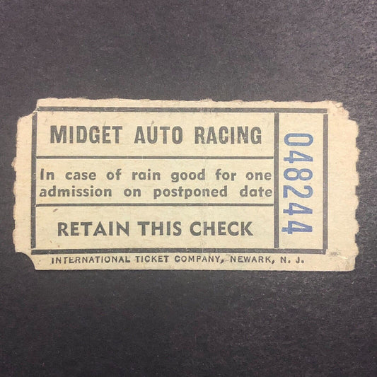 Midget Auto Racing Rain Check Ticket 1941 Doc Shanebrook Unknown Track
