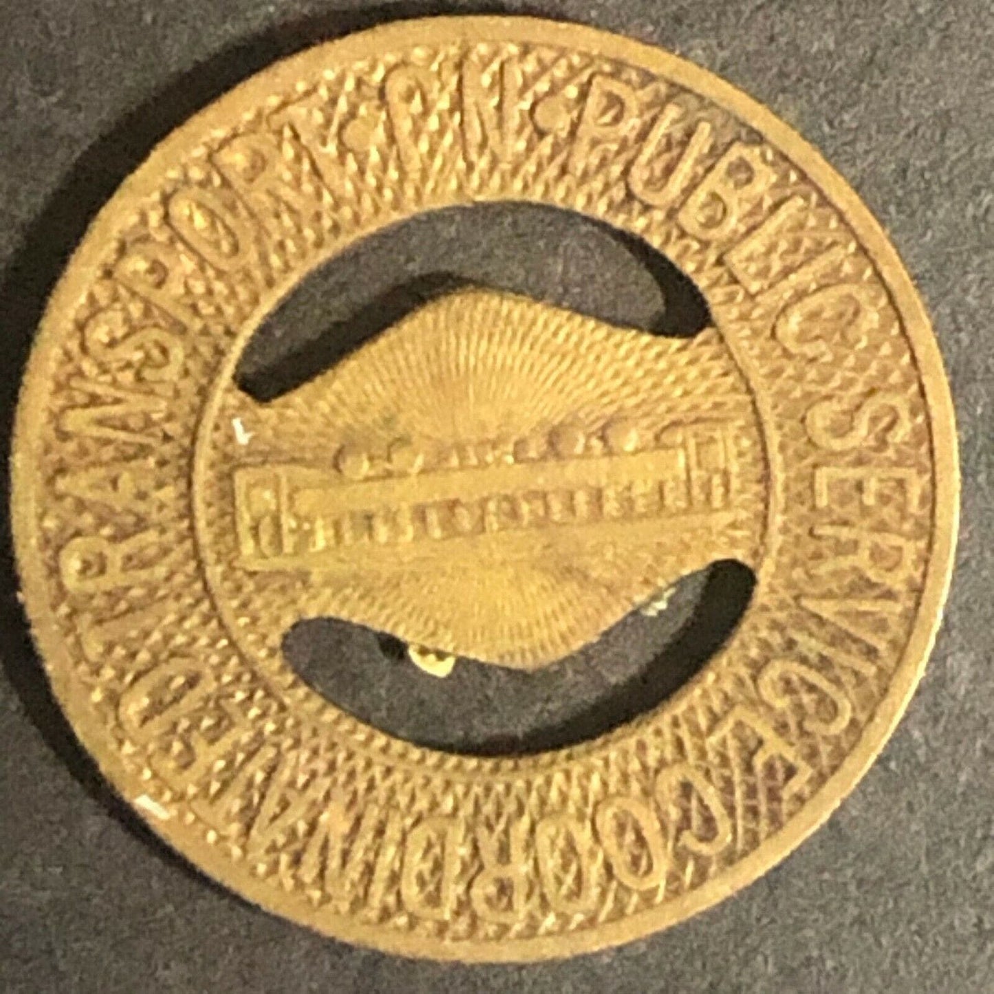 c1930 16mm Public Service Coordinated Transport G/F One Fare Token (Newark, NJ)