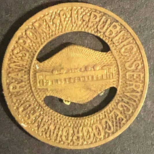 c1930 16mm Public Service Coordinated Transport G/F One Fare Token (Newark, NJ)