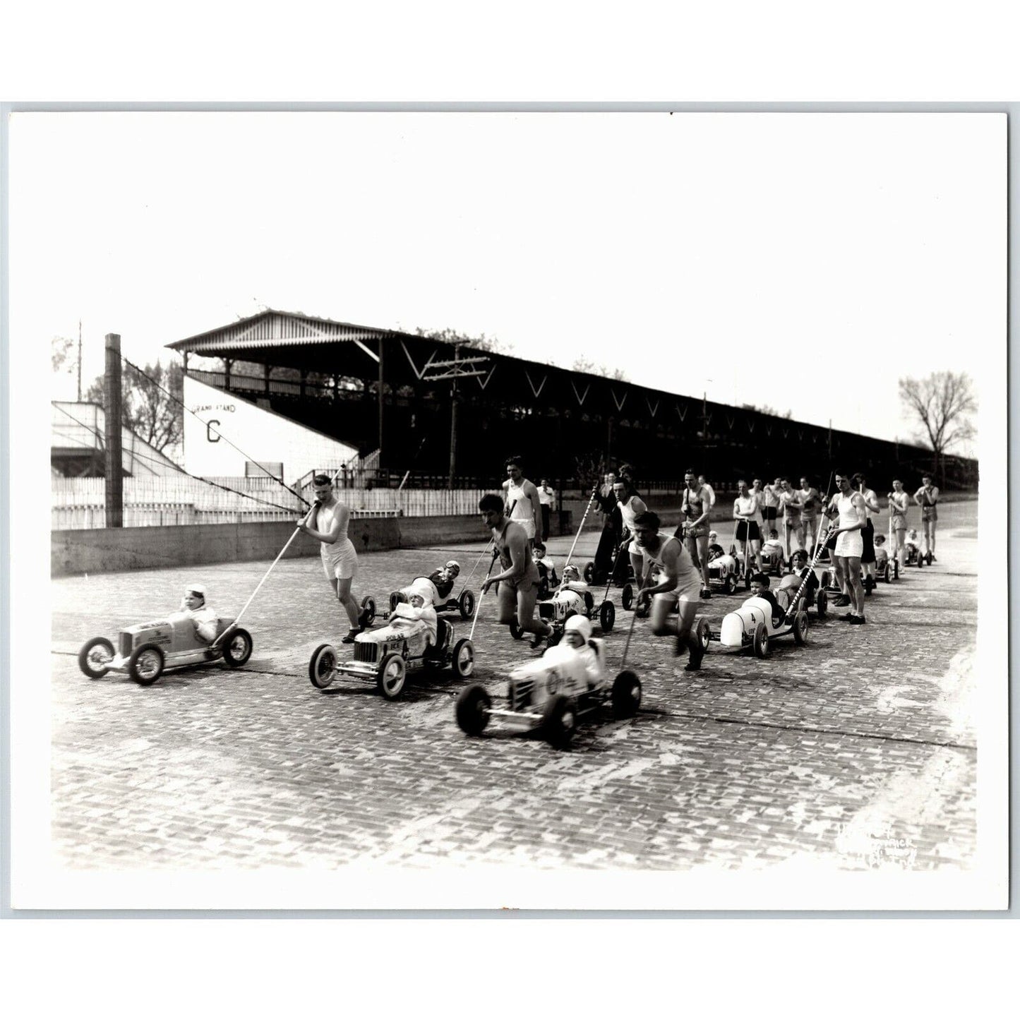 1940's Indy 500 Style Kids Mini Race Cars 8x10 Glossy B&W Repro on Kodak Paper