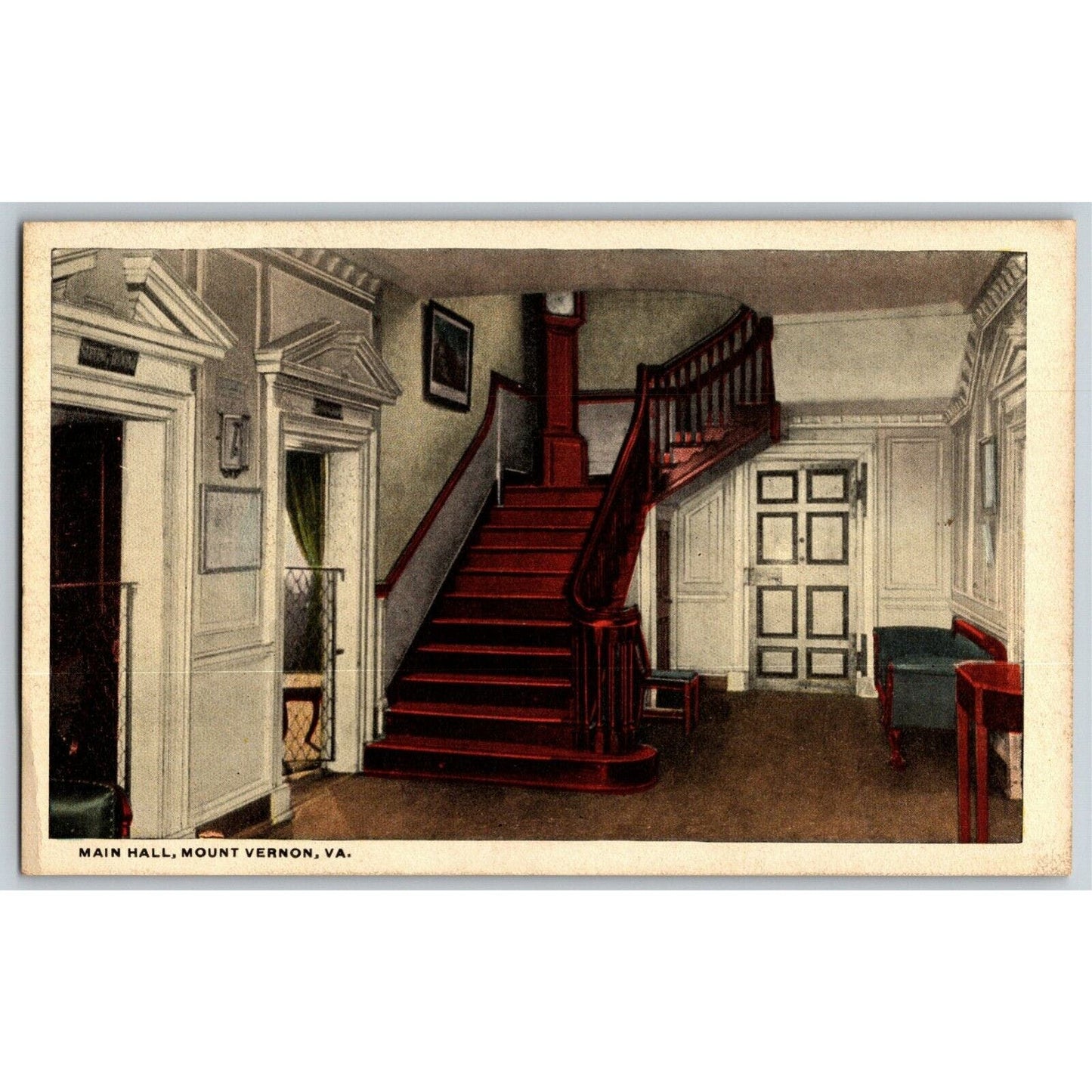 Washington Mansion, Main Hall, Mount Vernon, VA - Vintage Postcard - NP