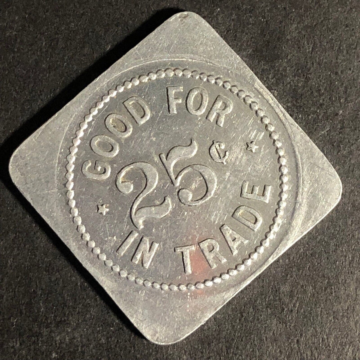 H & M Stores (Salt Lake City, UT) G/F 25c Square Alum. Token 25.5mm - Scarce