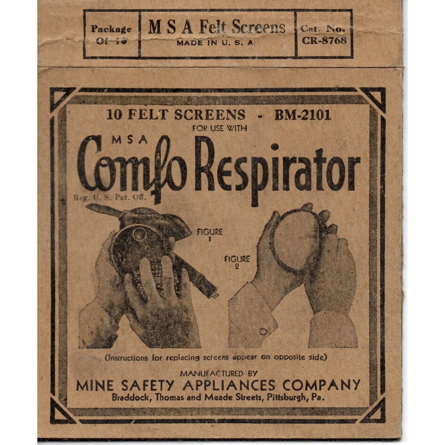Vintage c1930's Empty MSA Comfo Respirator Mine Safety Box Pittsburgh, PA - VGC