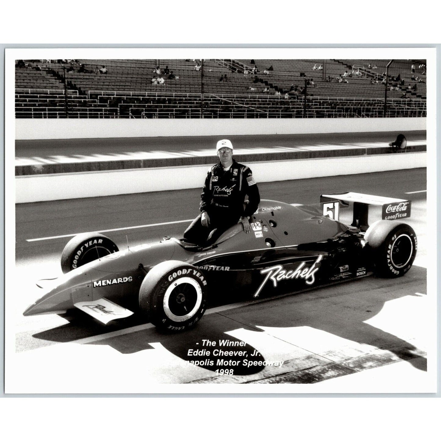 Eddie Cheever Jr. Indy 500 Winner 1998 8 x 10 Glossy B&W Photograph VGC