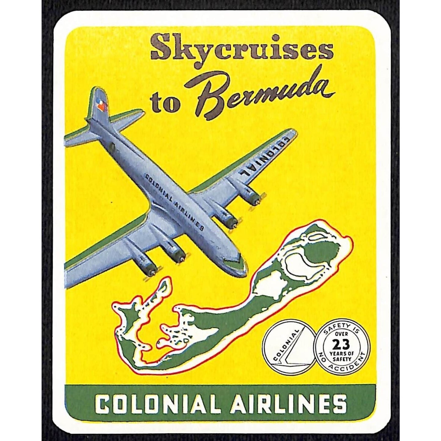 Colonial Airlines Bermuda Wheaties Cereal Premium Airline Sticker c1955 VGC