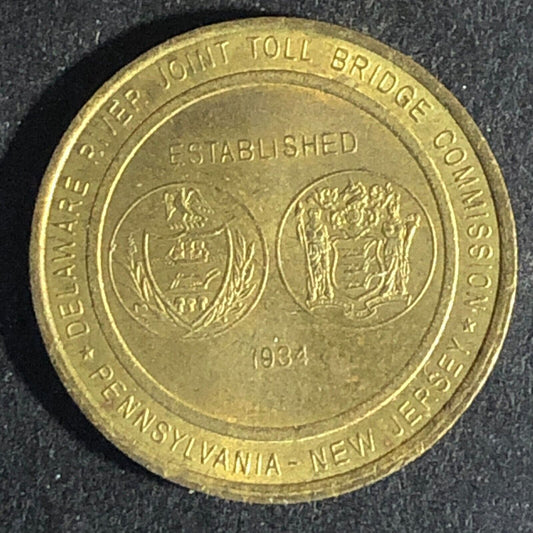 Delaware Joint Toll Bridge (PA. & NJ. ) Brass G/F One Passage Token 20mm