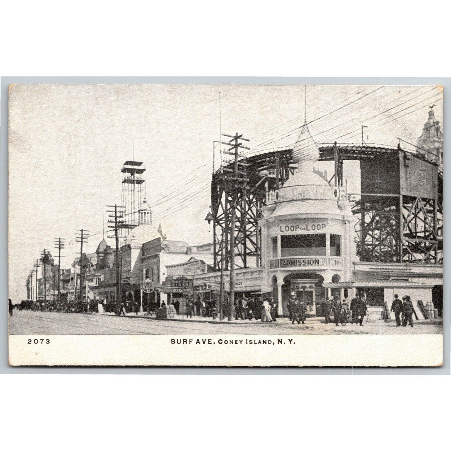 Vintage c1907-14 Postcard "Surf Ave" (Loop the Loop) (Illustrated PC Co. NY)