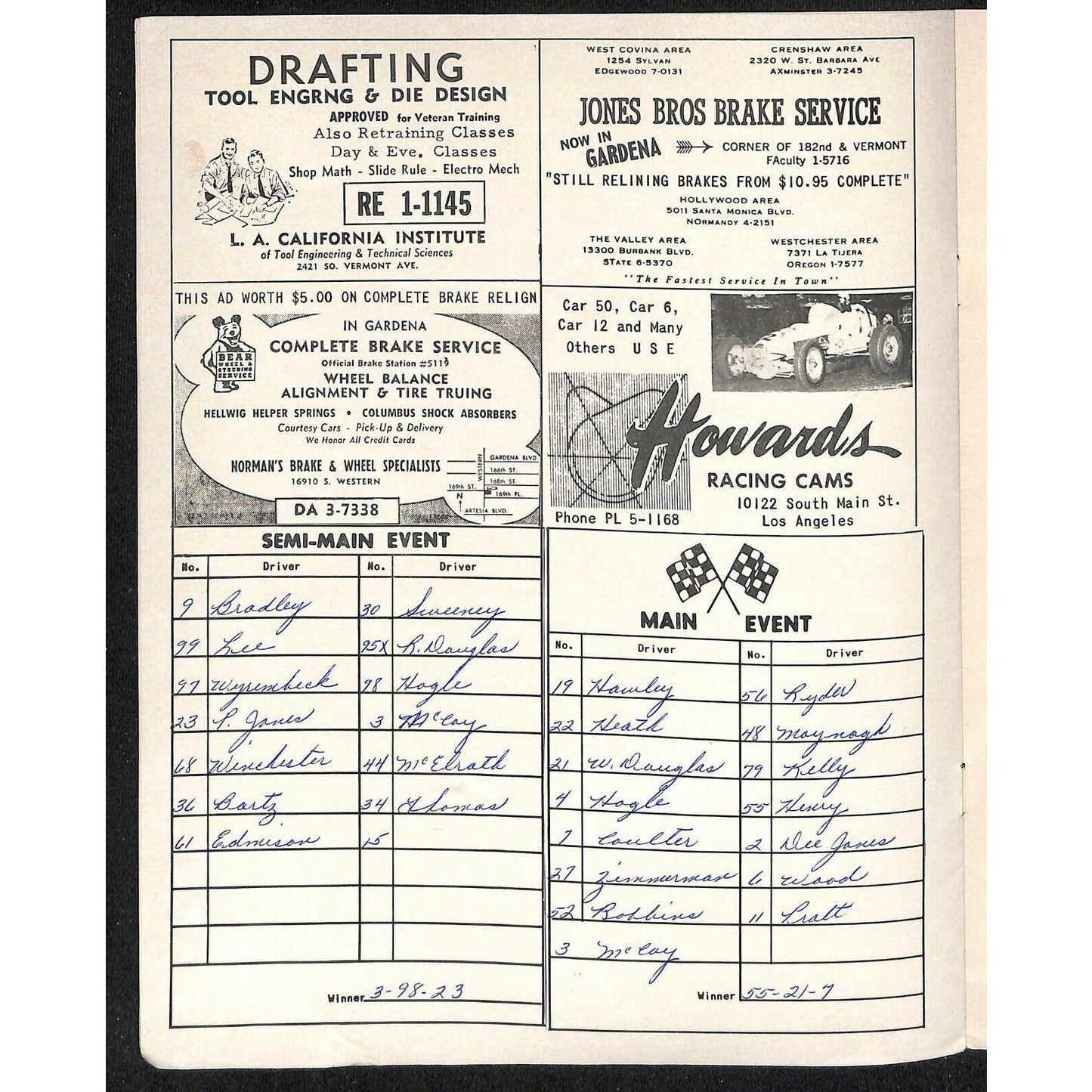 Scarce Aug 18 1962 CRA Big Car Races Auto Racing Program Ascot Bob Coulter 8pp.
