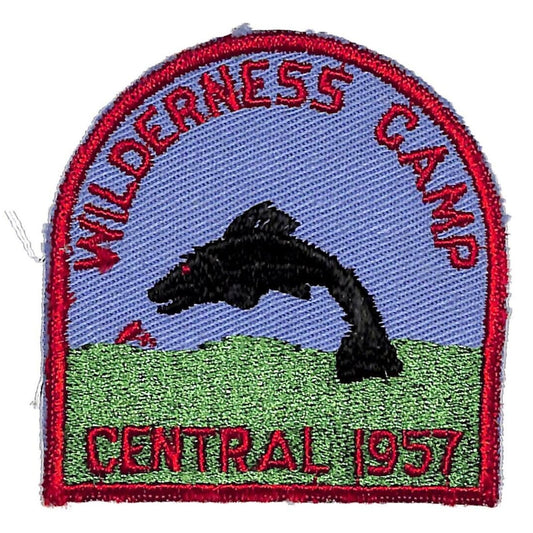 BSA Patch Piankeshaw Council Wilderness Camp 1957 Jumping Fish Fishing - VGC