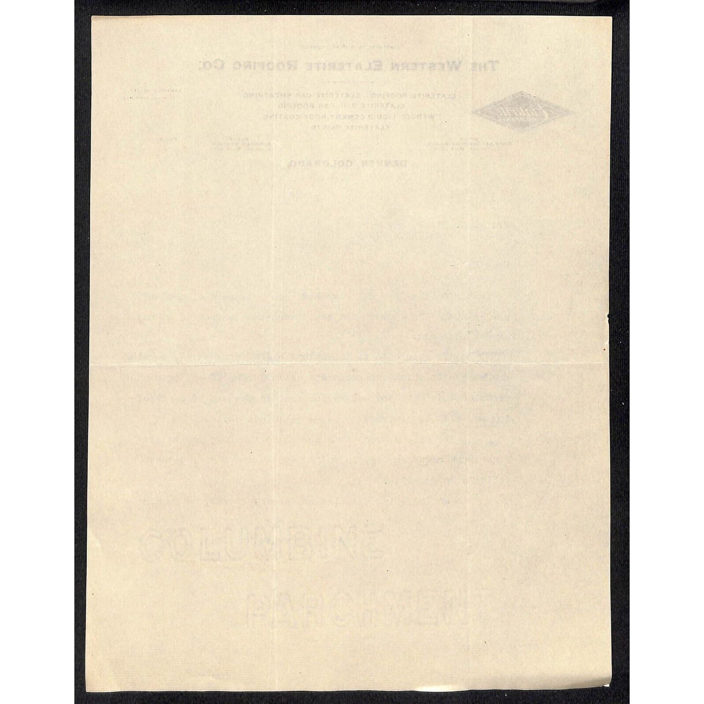 Denver, CO The Western Elaterite Roofing Co. 1905 Letterhead - Whitlach Mining