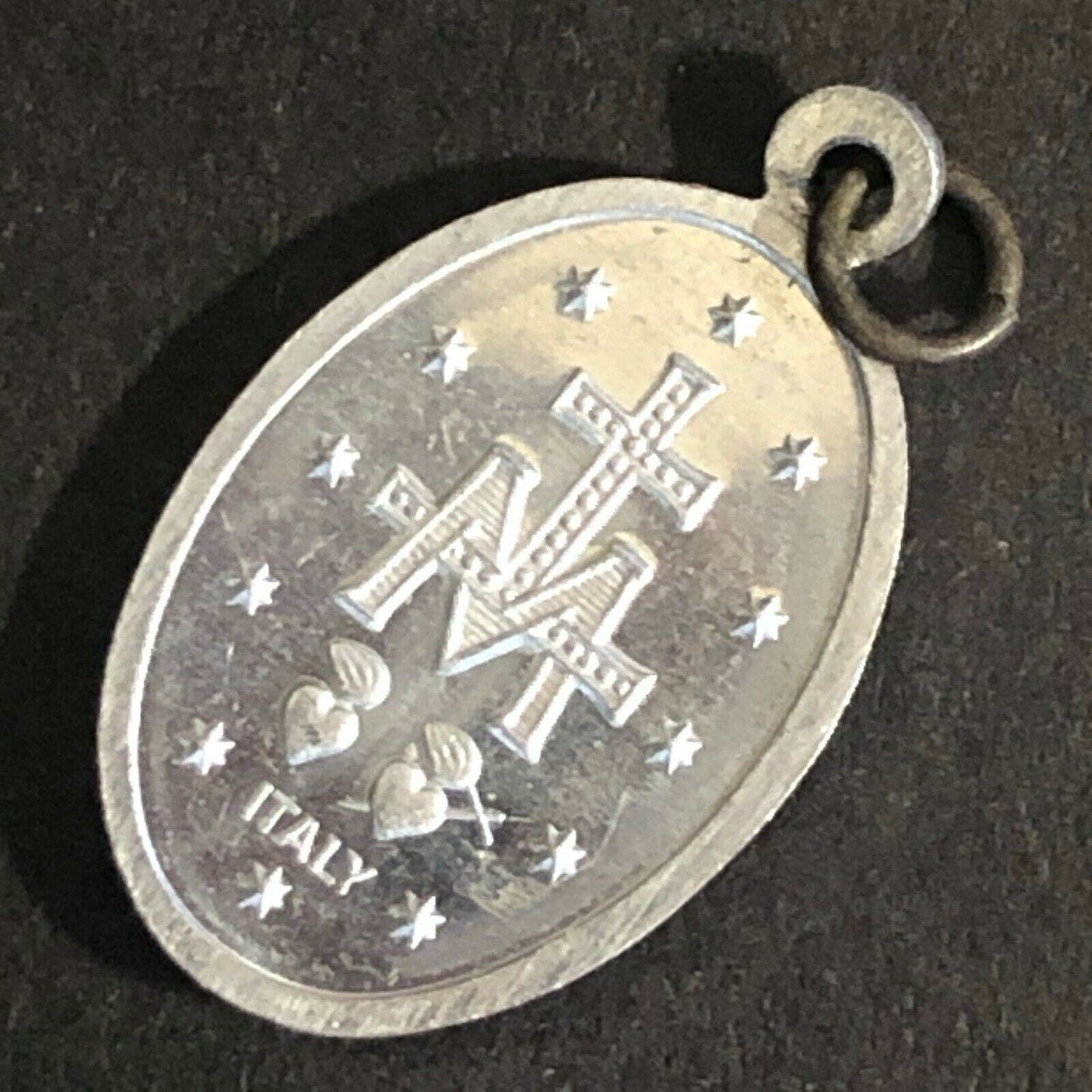 Vintage 21mm c1960's-70's Aluminum "Mary, Conceived Without Sin..." Pendant