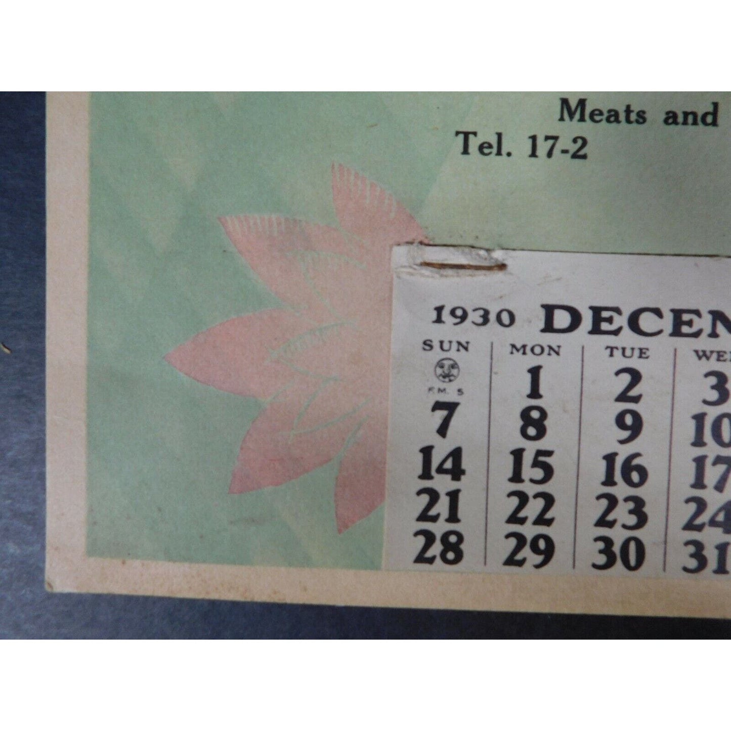 B. L. Brown 1930 Meats And Groceries "The Ferryman" Calendar Groton Vermont