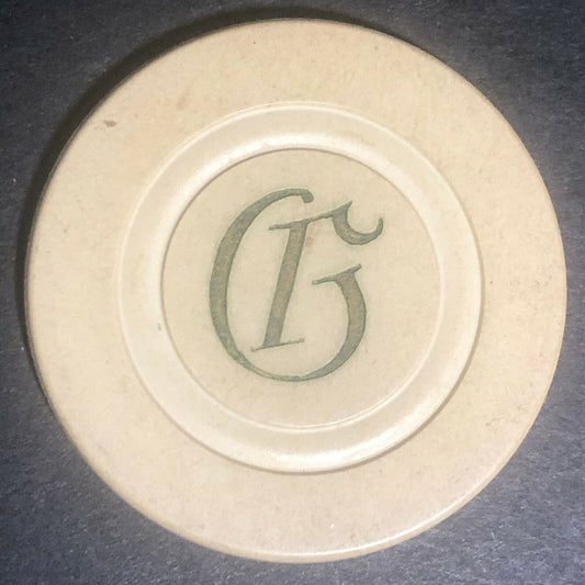 Monarch Clay Poker Chip Single Letter "R" "G" ? Monogram - Eisenstadt Coll.