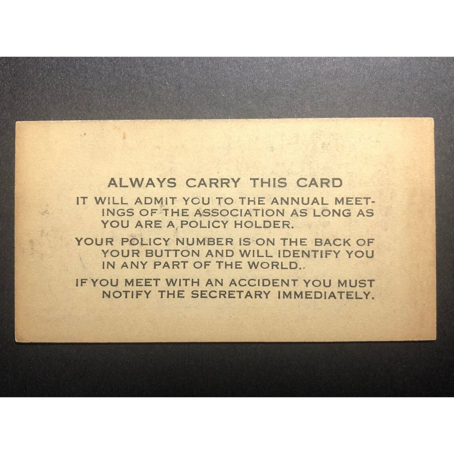 Illinois Commercial Men's Association Chicago ID Card c1910-15