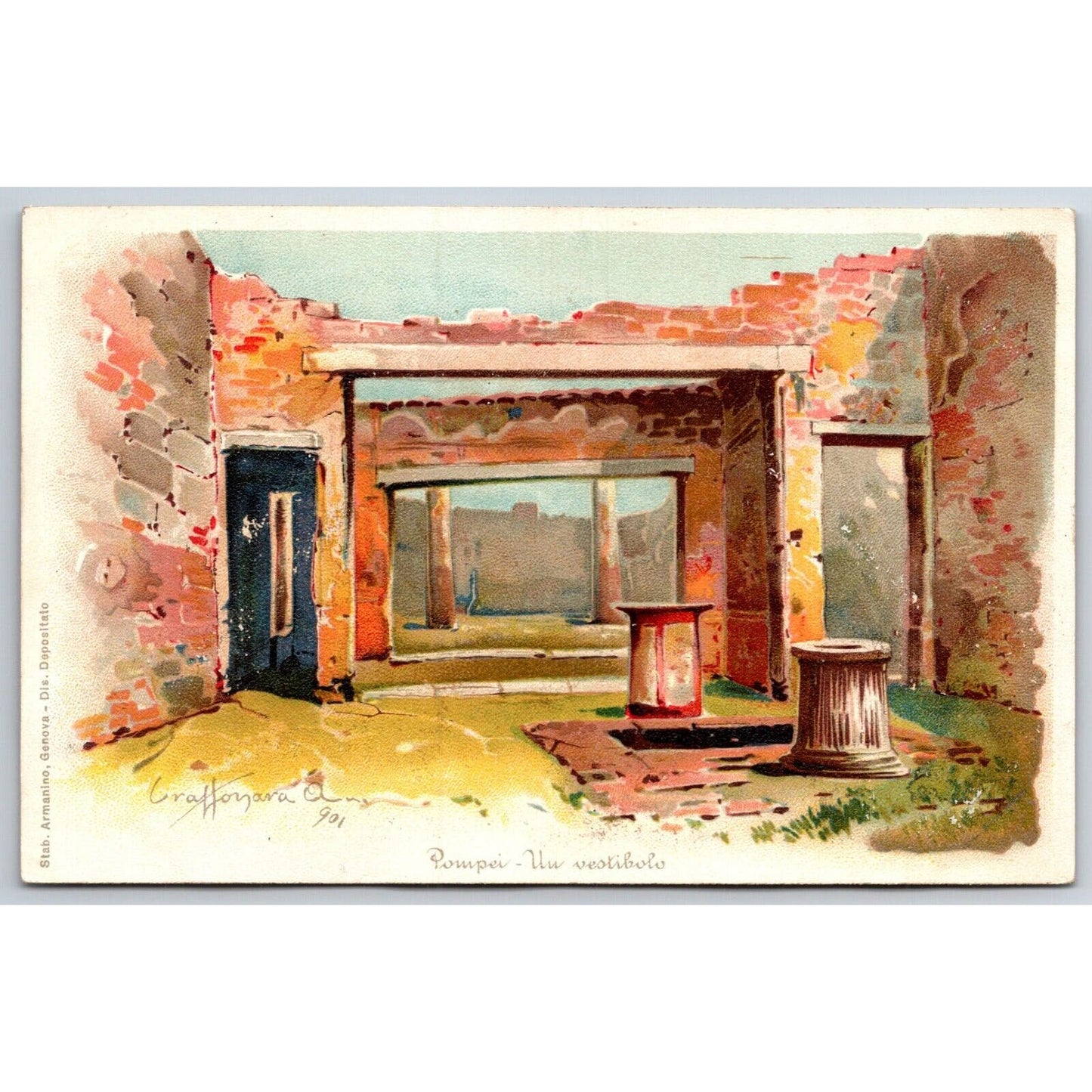 Italian Postcard Pompeii "A Vestibule" c1901-1907 NP VGC