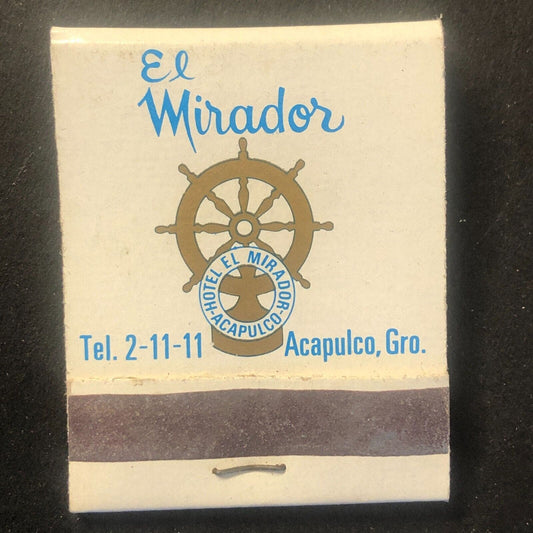 El Mirador Acapulco Mexico Vintage Full Matchbook c1960's-73 Scarce