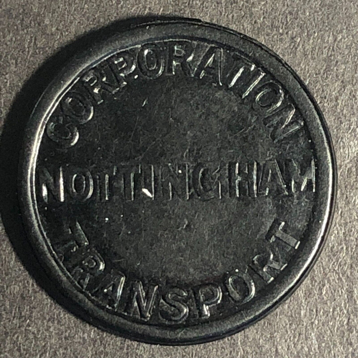 Nottingham Transport England Plastic Employee Token 1 1/2 D 21mm c1950's-60's