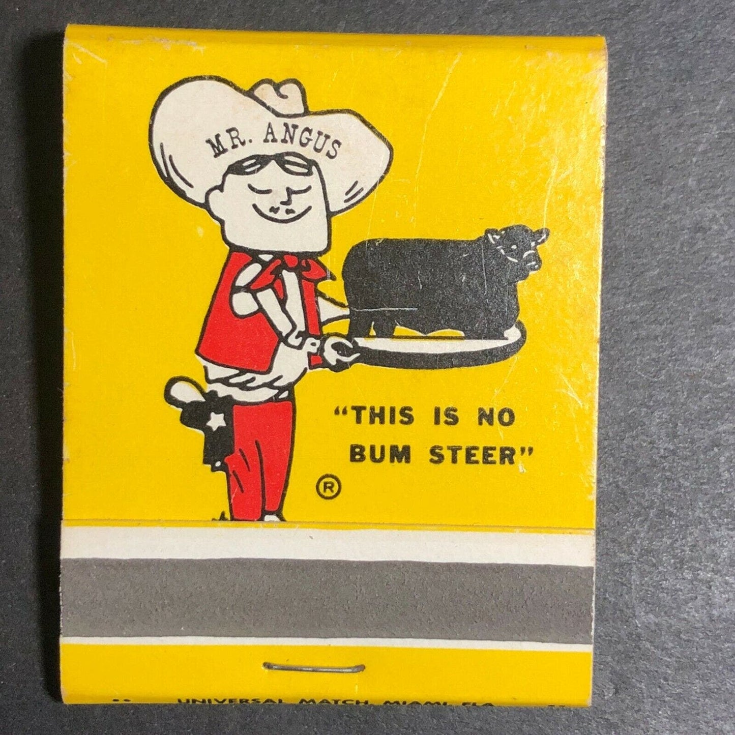 1960's-70's Full Matchbook "Mr. Angus Steak Houses" "This Is No Bum Steer"