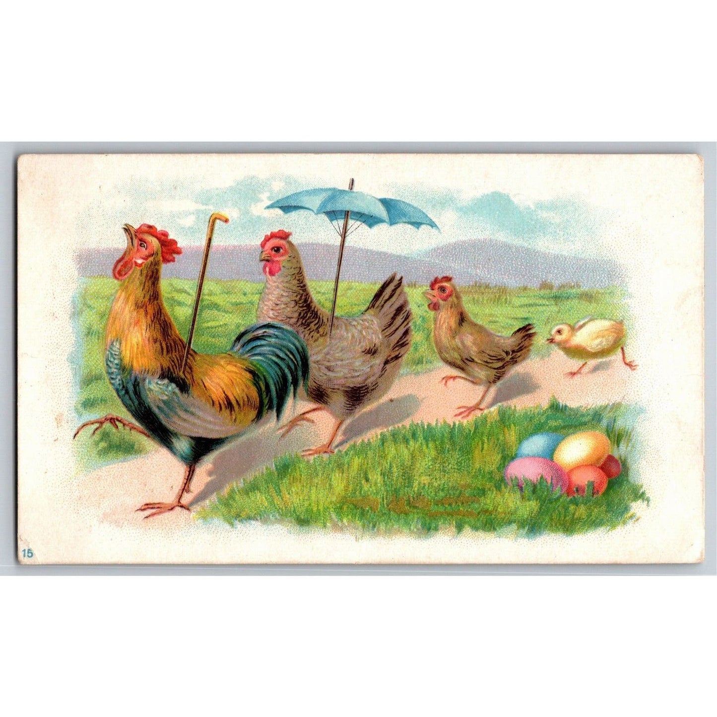 Dr. Neiman Dentist York, PA Victorian Trade Card Parade of Chickens at the Beach
