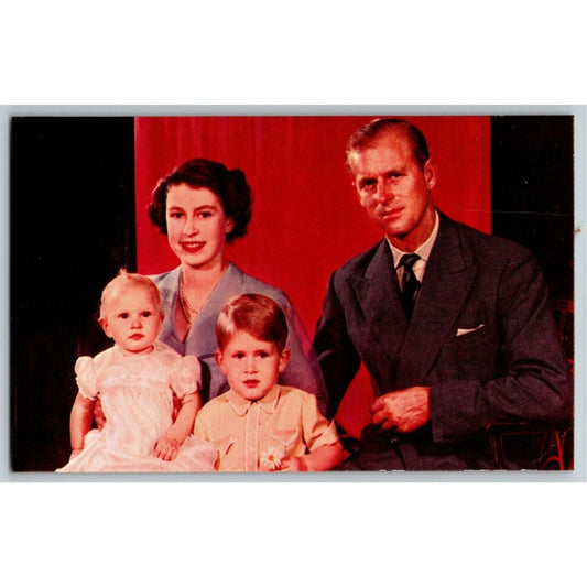 c1953 Queen Elizabeth w/ Prince Charles & Princess Anne Postcard - Unposted
