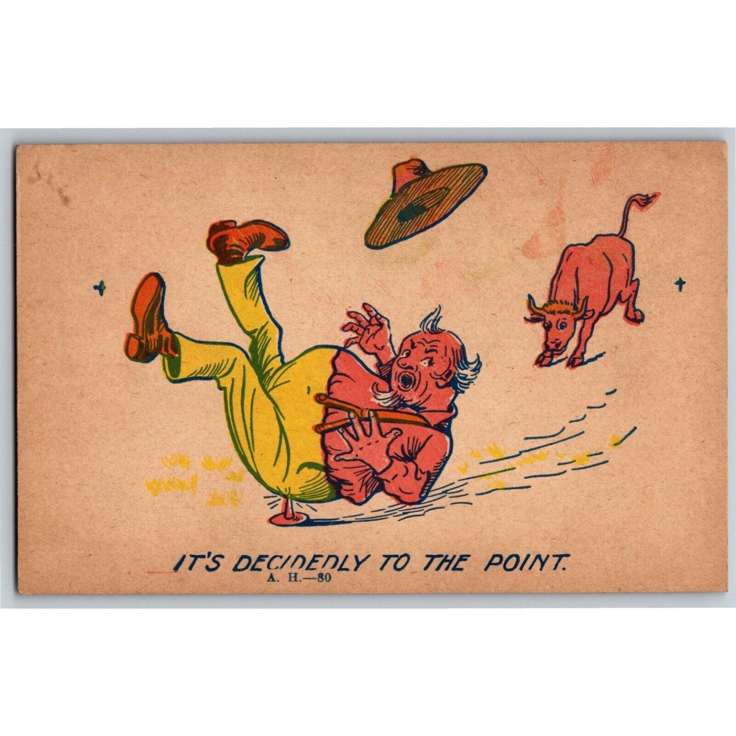 "It's Decidedly To The Point" Bull c1905 Undivided NP Comic Humor Postcard