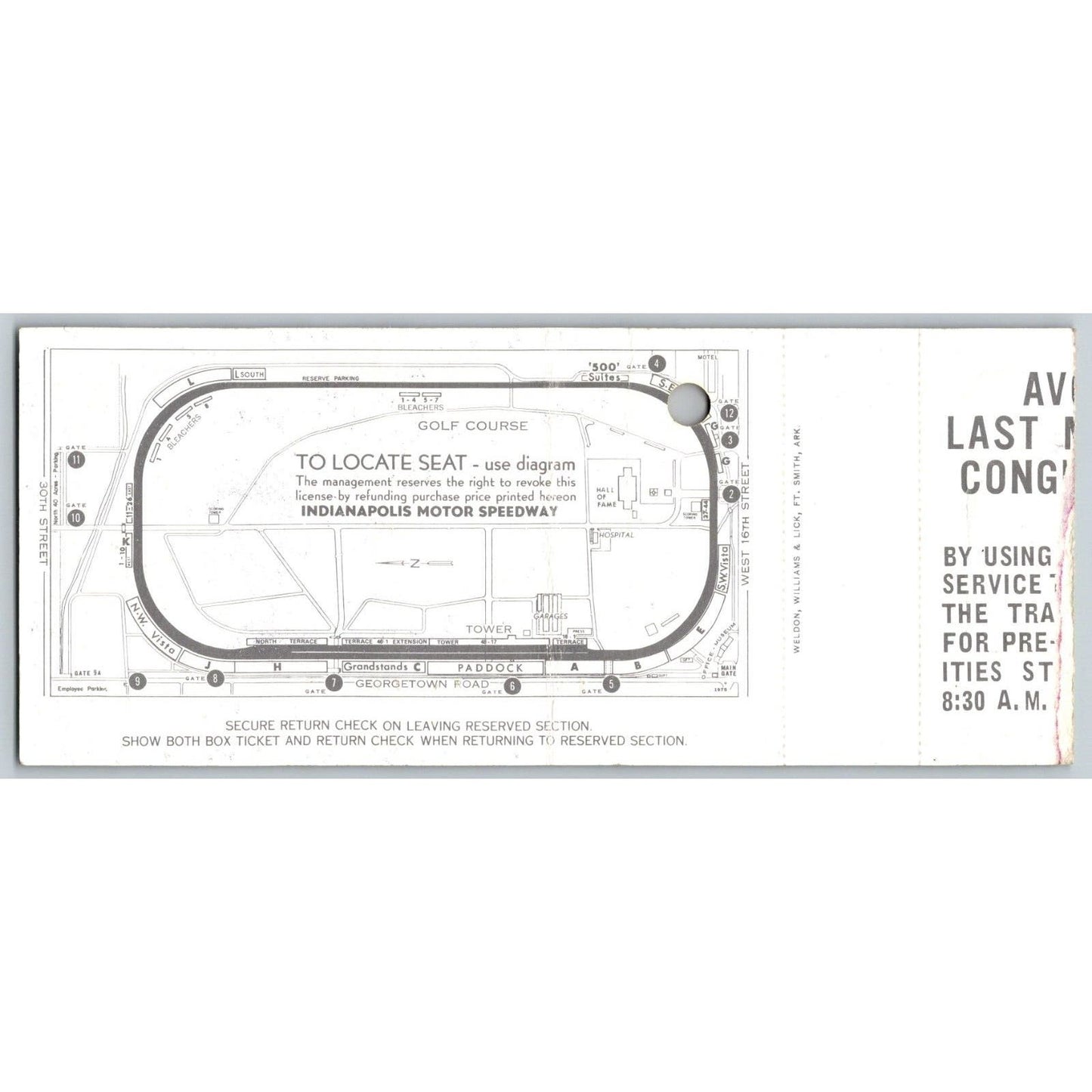 1979 Indy 500 Sec 30 seat 19 Ticket Stub - Ron Burton Estate