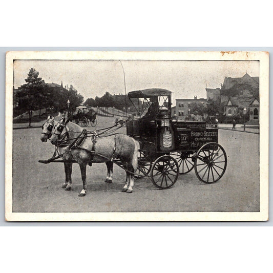 Bromo Seltzer Horse Wagon RPPC* Advertising Postcard - GC c1911