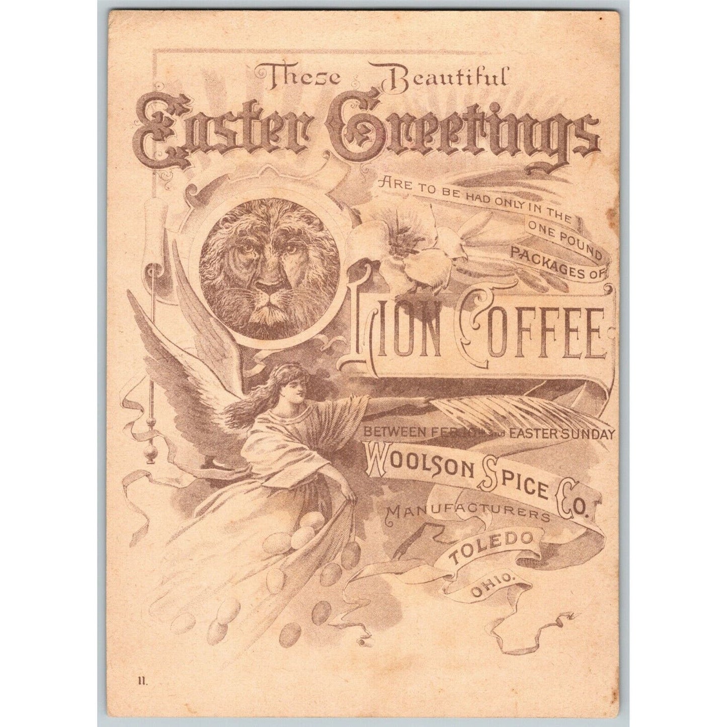 Lion Coffee Infant in High Chair Child with Rabbit Large Victorian Trade Card