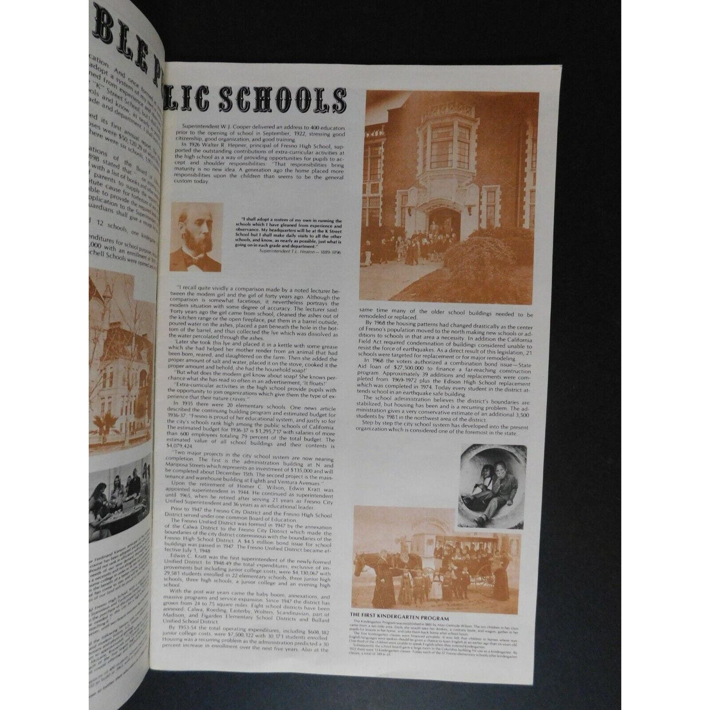 103 Years of Education in Fresno City Public Schools 1873-1976 Large 12pgs NOS