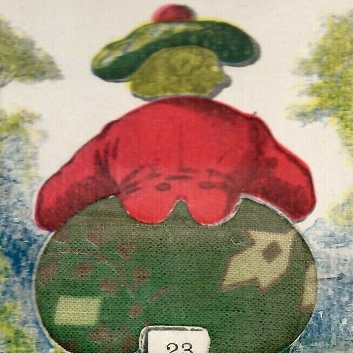 Vintage Novelty Postcard c1907-1913 Butt as a Pin Cushion - Riding Bicycle