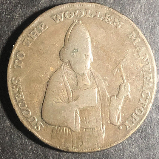1792 Success to the Woollen Manufactory Exeter Devonshire Half Penny Token? 29mm
