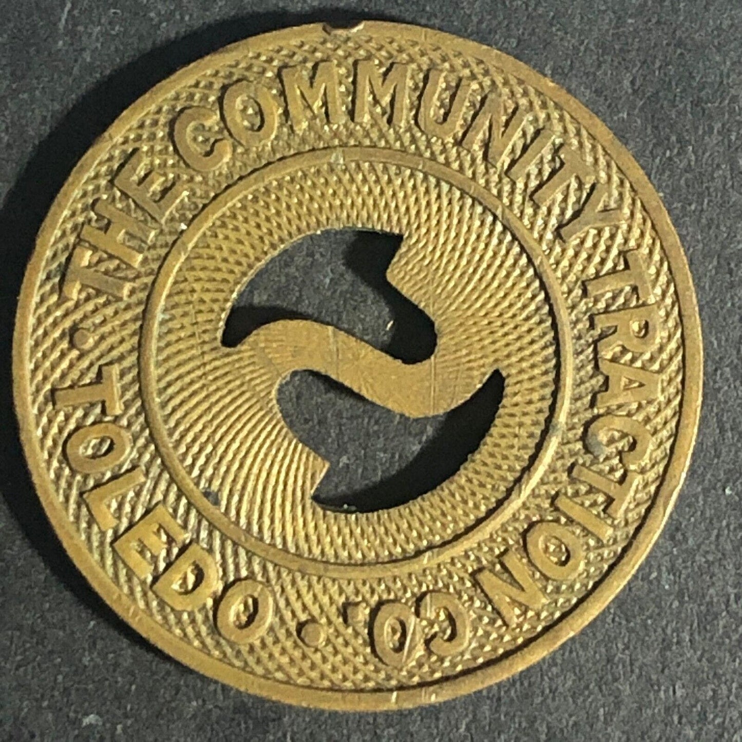 The Community Traction Co. Toledo "School Fare" Brass Transit Token 22.8mm