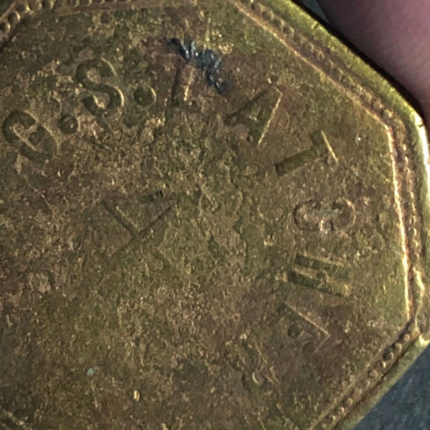 G.S. Latcher Saloon (should be Slatcher) "4" Brass Token 27mm c1888-92