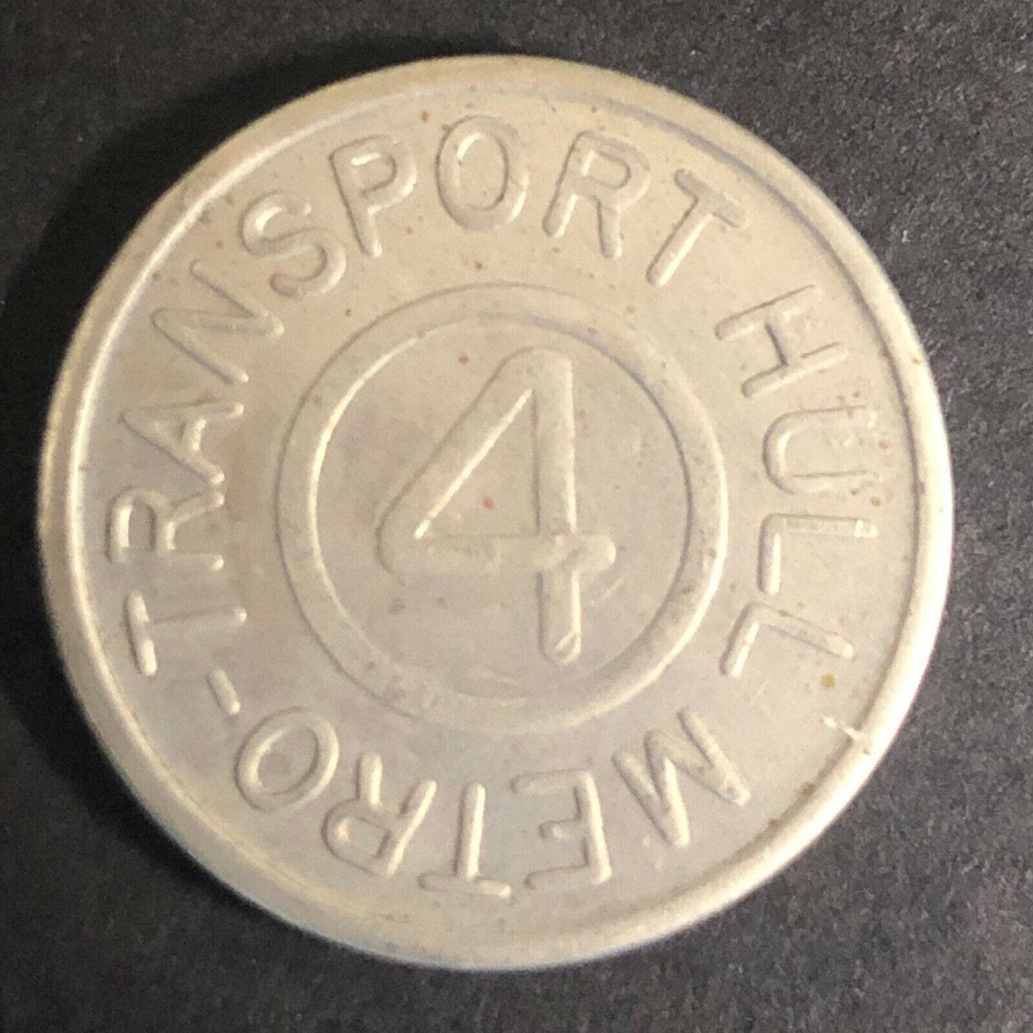 Vintage 20mm Nickel Plated Brass "4" "Hull Metro Transportation" Quebec Token