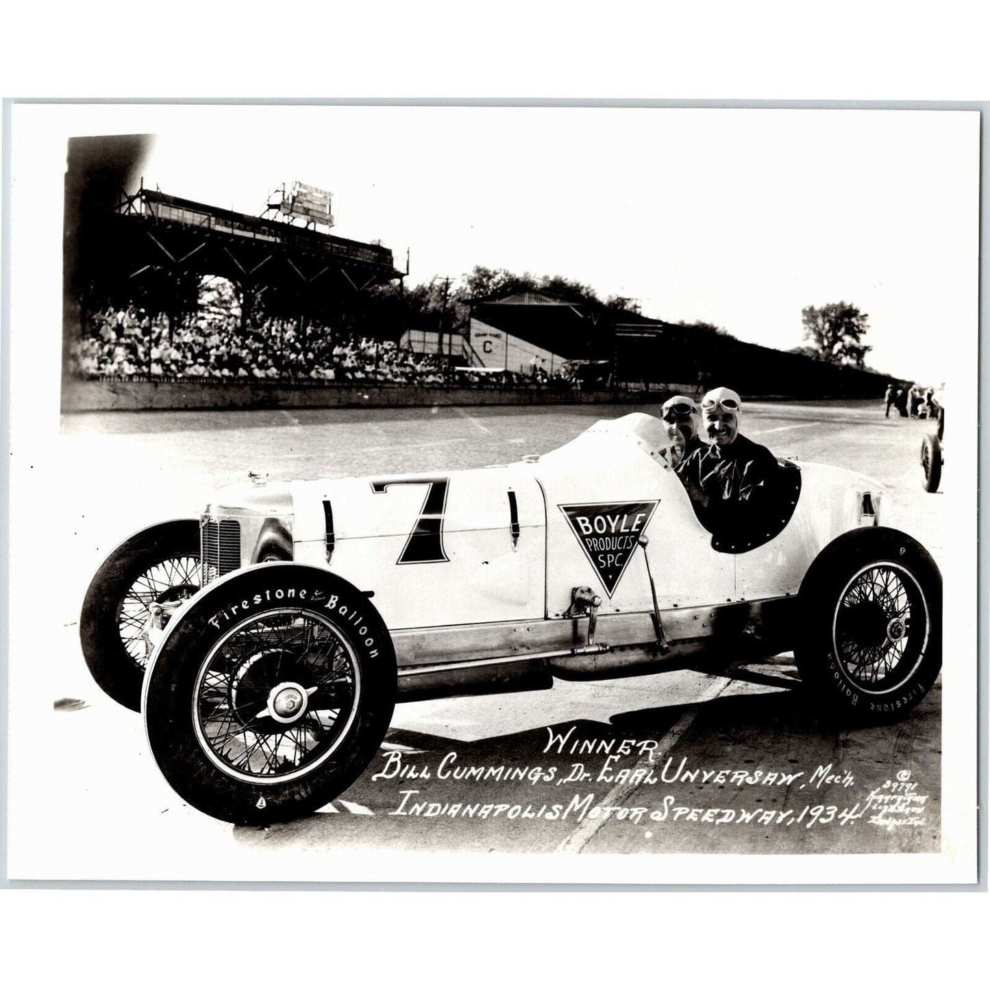Bill Cummings Indy 500 Winner 1934 - 8 x 10 Glossy B&W Photograph VGC