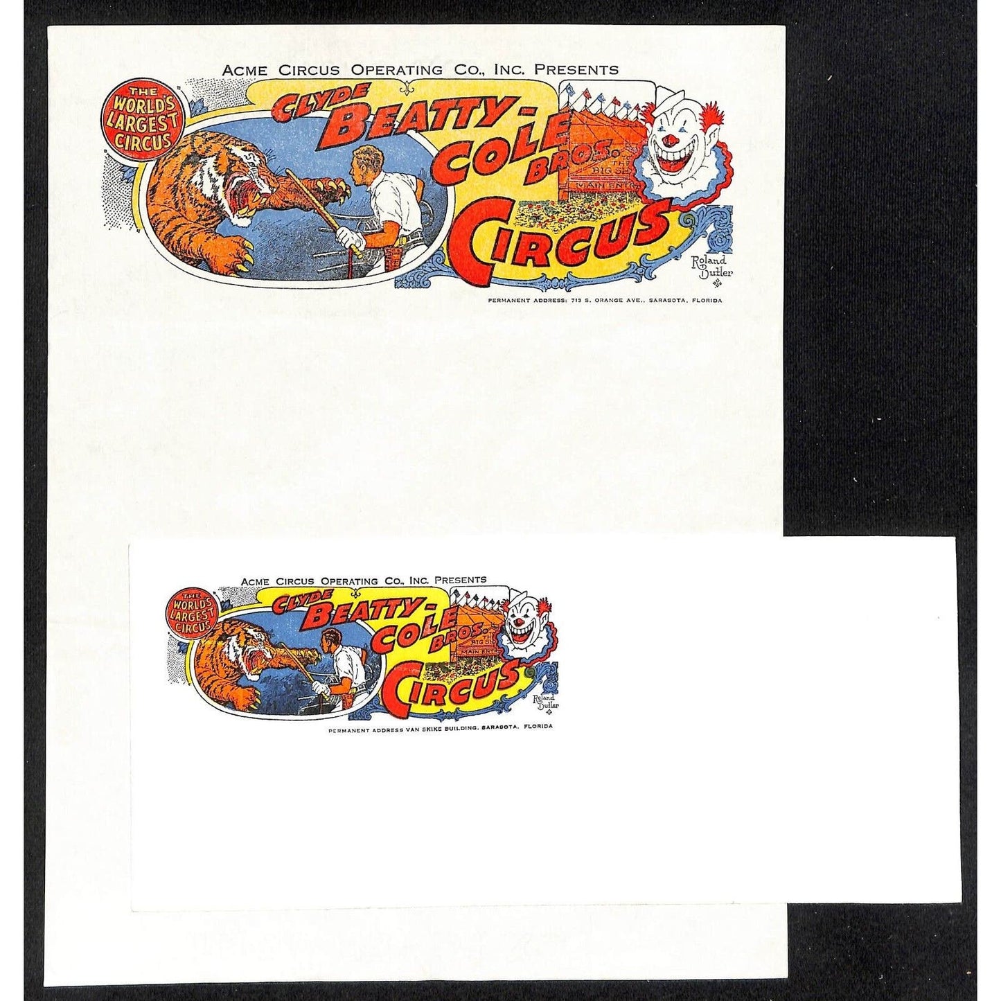 Clyde Bailey Bros. Circus Letterhead & Cover c1965 Unused - VGC