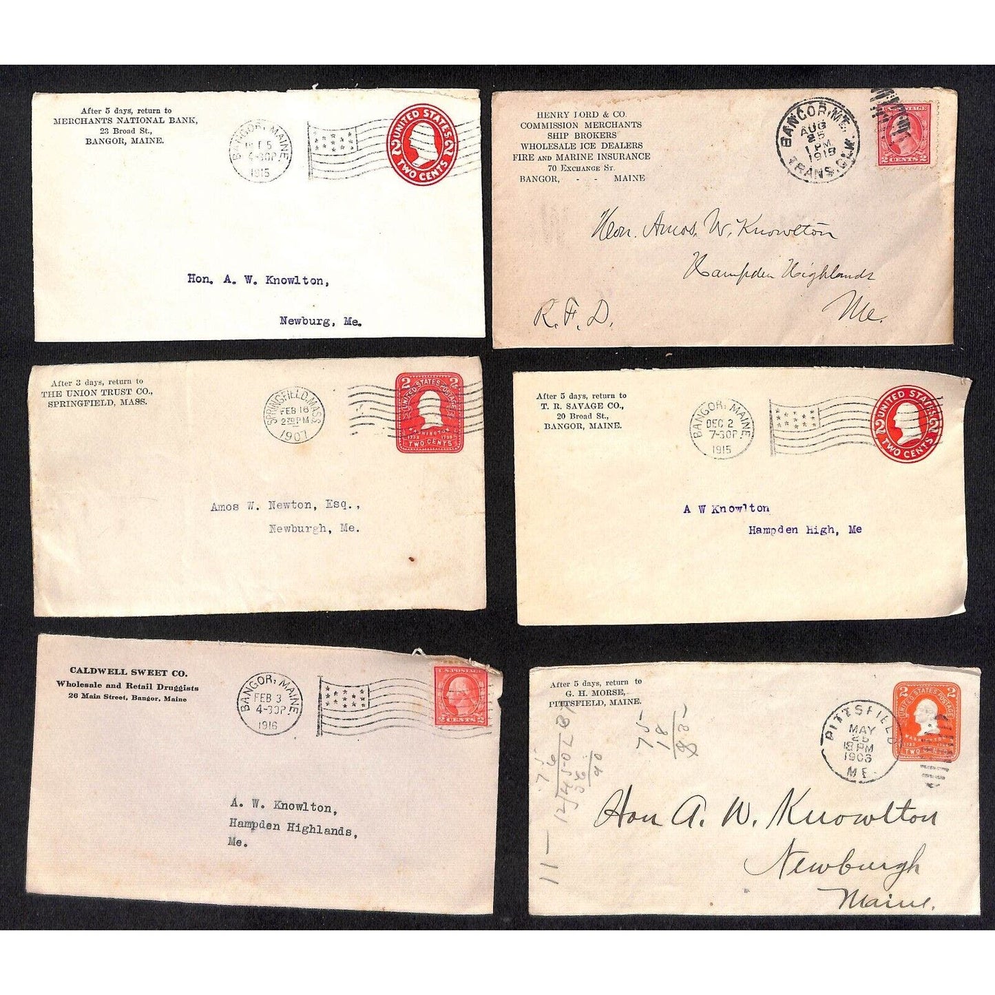 Group of 21 Covers - Mostly 1910 - 1915 Bangor, ME
