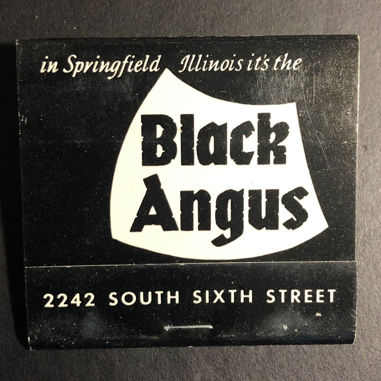 Black Angus Restaurant Springfield, IL Full Matchbook c1974-80's "Gene / Wally"
