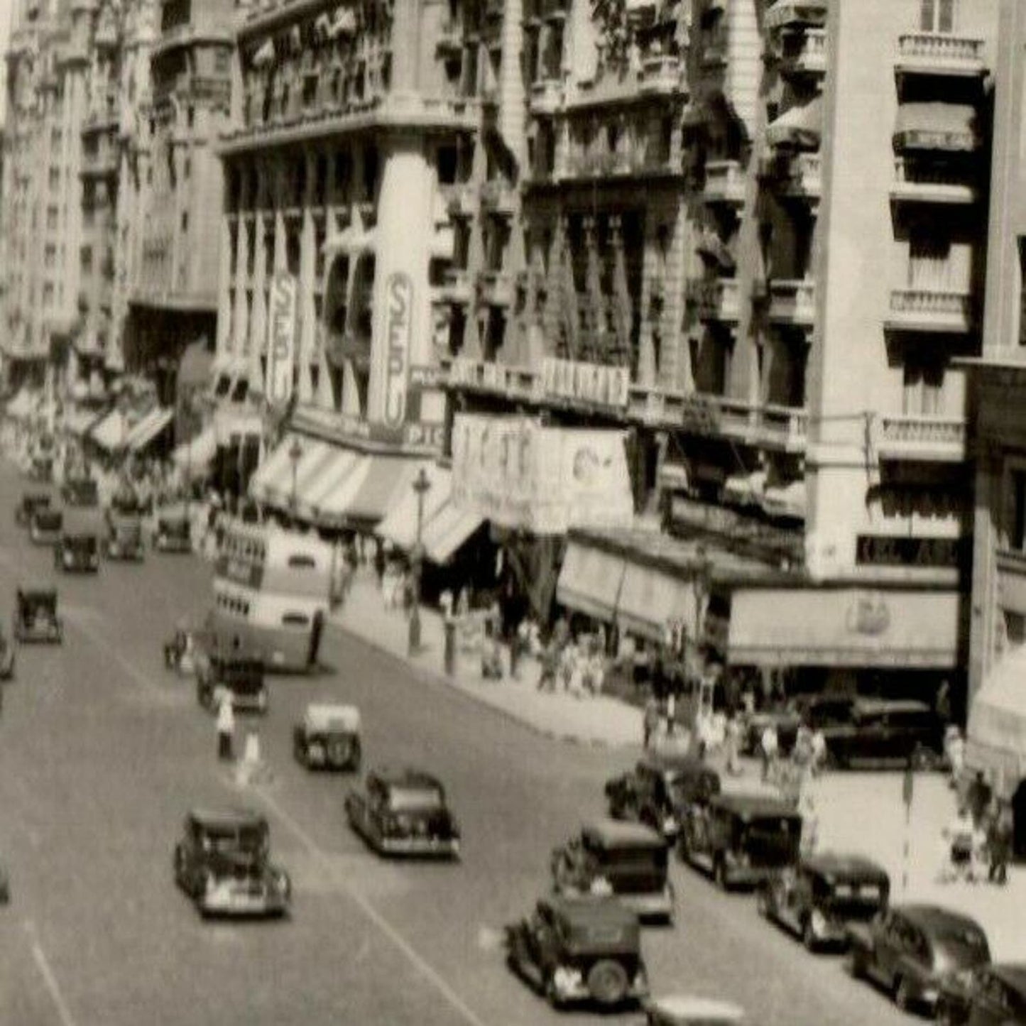 1956 RPPC - Busy Avenida de Jose Antonio, Madrid - Automobile Postcard