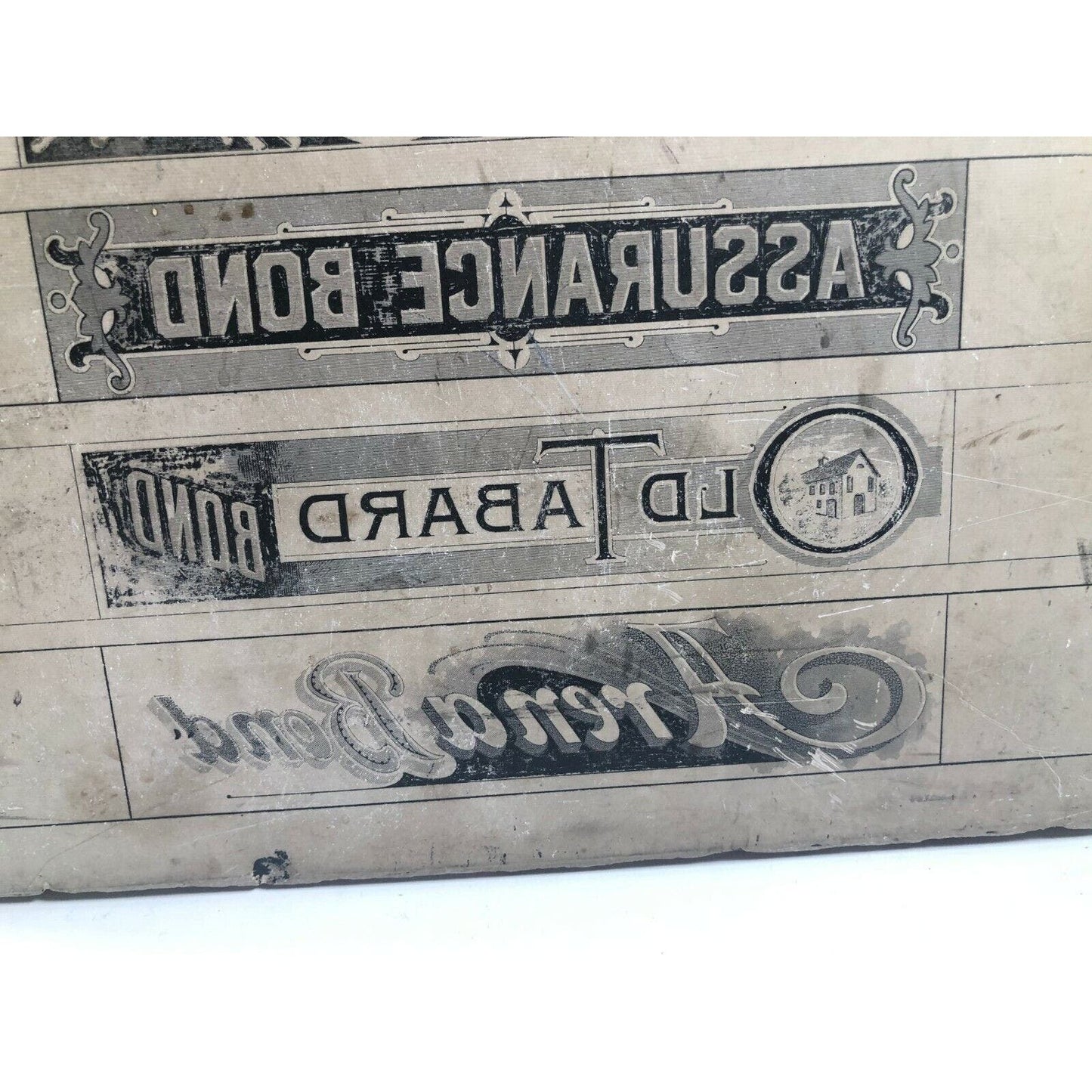 1890's - 1910's Limestone Lithography Stone - Bond Company Engravings - Heavy!