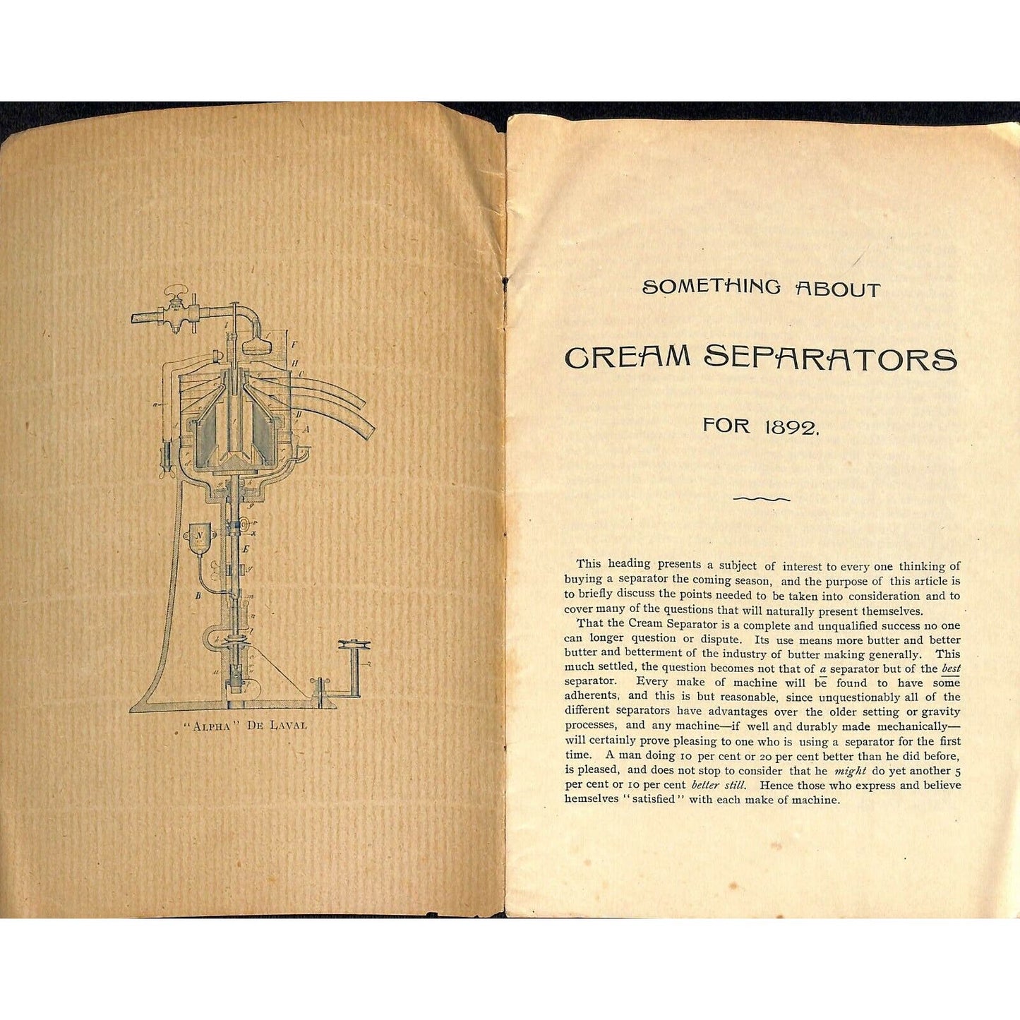 Scarce 1892 "De Laval Cream Separators Catalog" Wickson Los Angeles, CA 16pp VGC