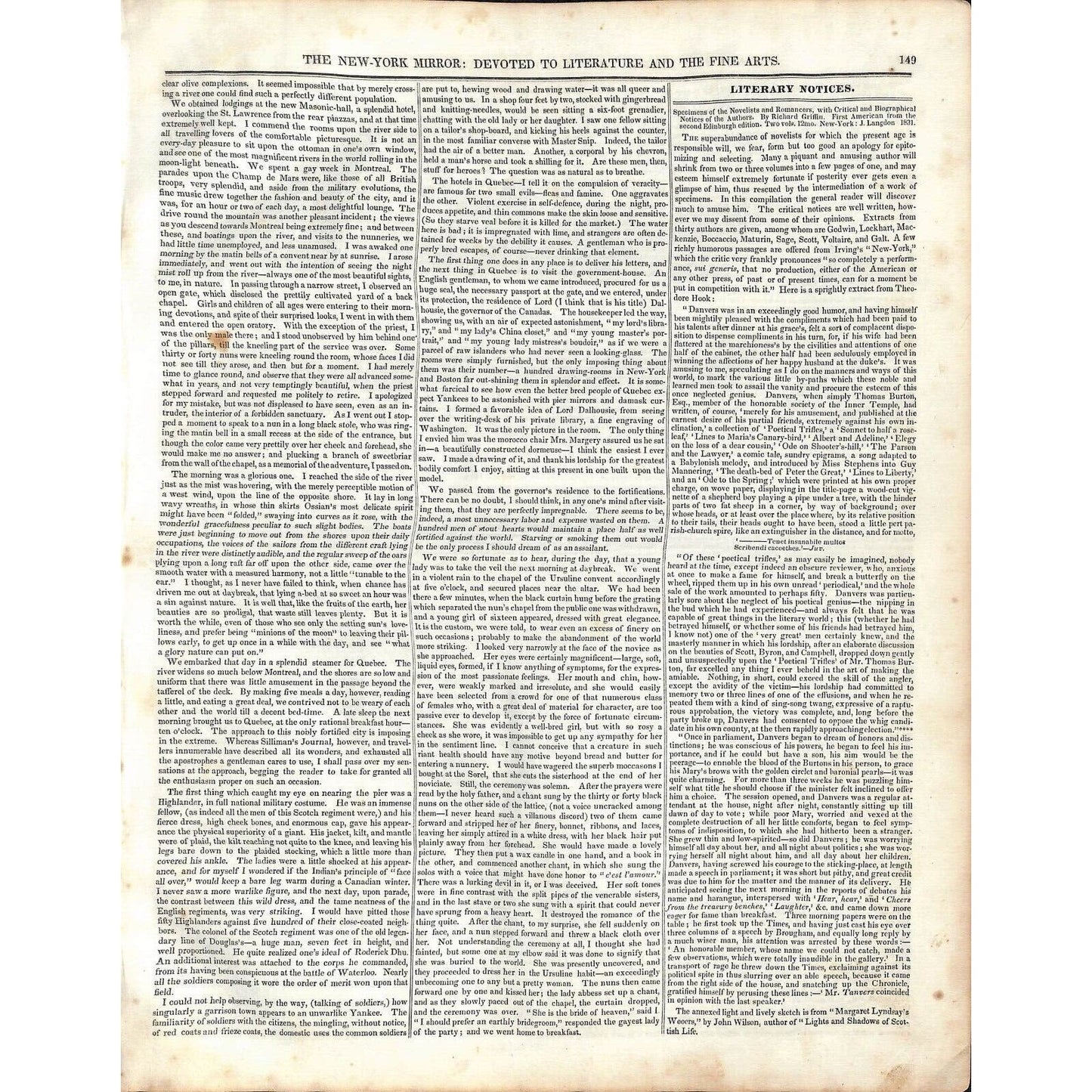 New-York Mirror Weekly Journal Literature Fine Arts Newspaper - Nov 12 1831 8pp