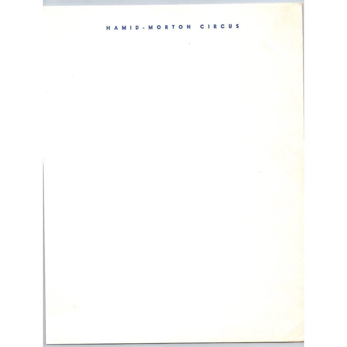 Hamid Morton Circus Letterhead c1968 Scarce