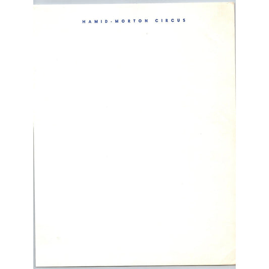 Hamid Morton Circus Letterhead c1968 Scarce