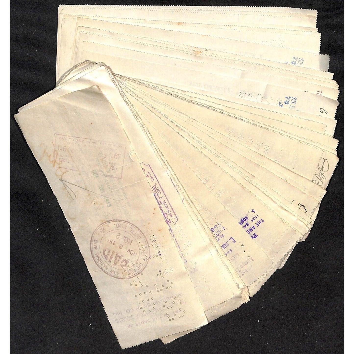 Group of 60+ Mostly 1913 FNB / Leys Jeweler Butte, MT Bank Checks