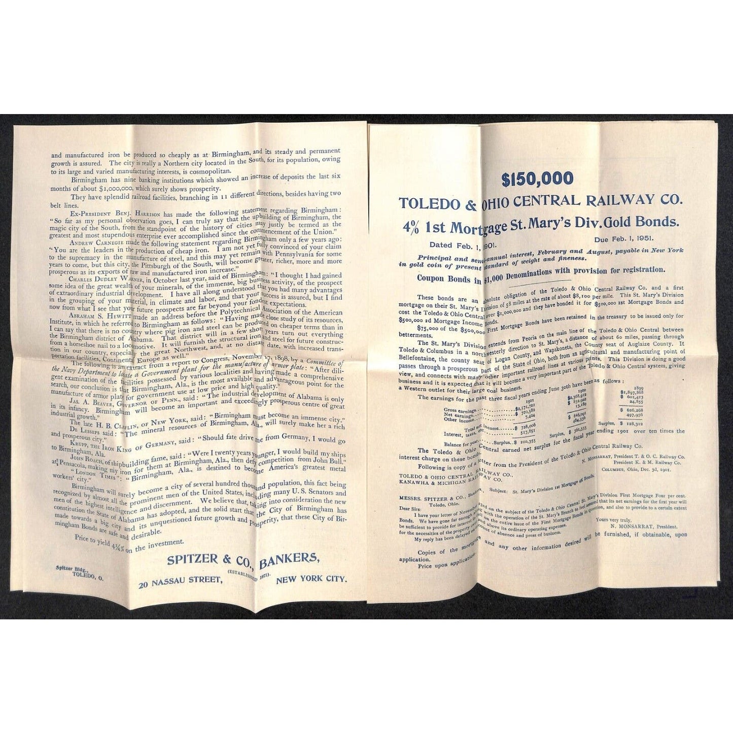 Newburgh ME Amos W. Knowlton* 1902 Spitzer & Co. NYC Bonds Incl. Railroad 8pp*