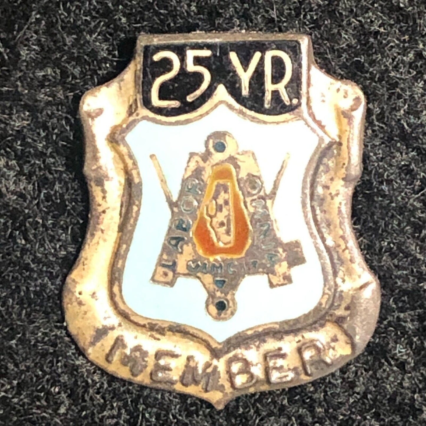 Vintage Masonic Baby Blue Enameled 25 Year Pinback Lapel Pin - Sterling