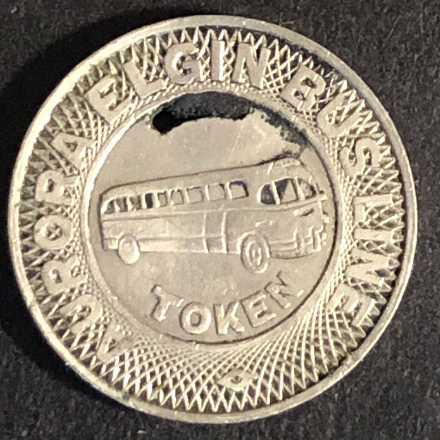 Aurora Elgin Bus Line WM Transit Bus Token c1955 16mm Scarce