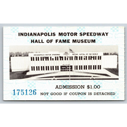 c1980's Indy 500 Hall of Fame Museum Ticket Stub Card Indianapolis #175126