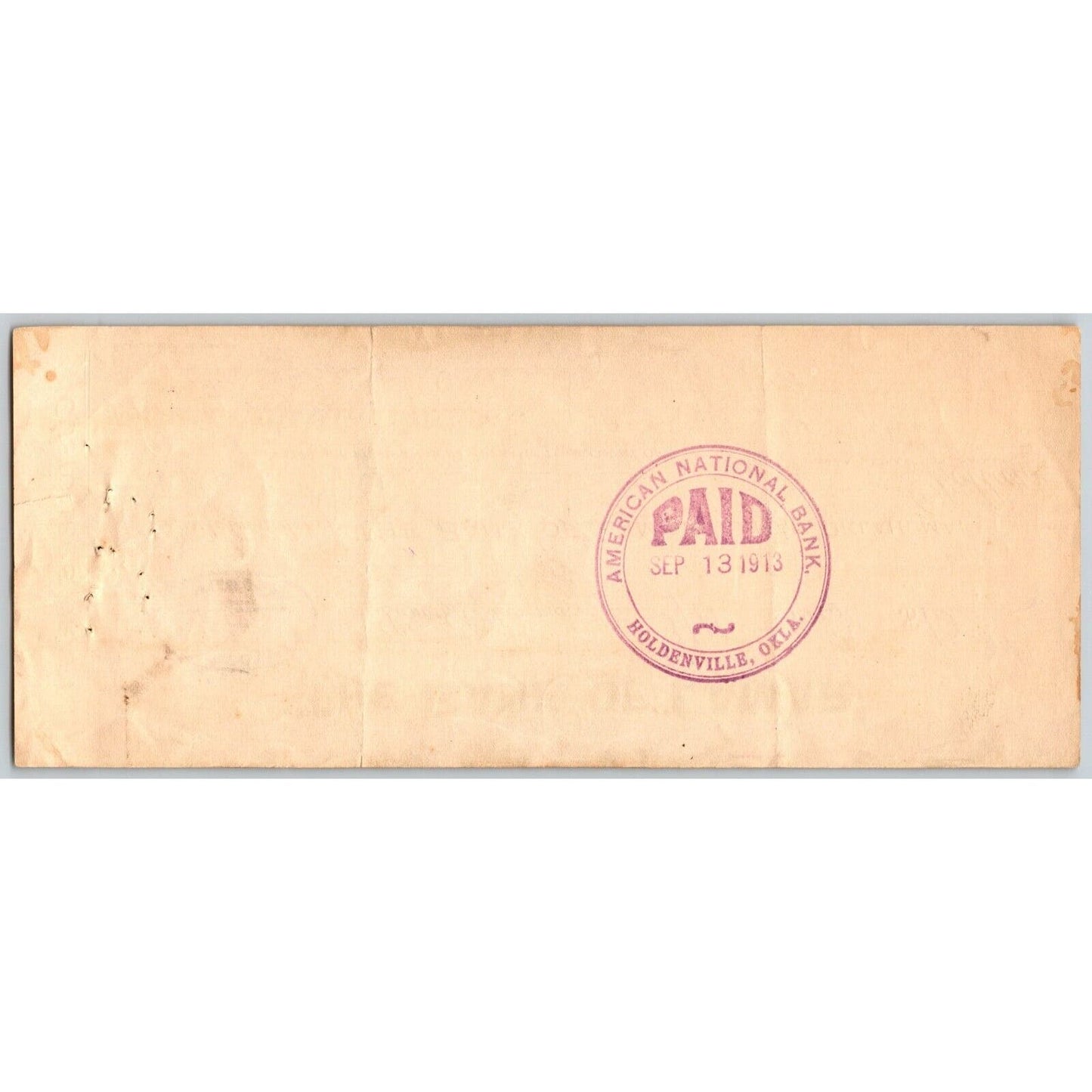 Lamar, Oklahoma 1913 "The Bank of Lamar" Bank Check - Scarce